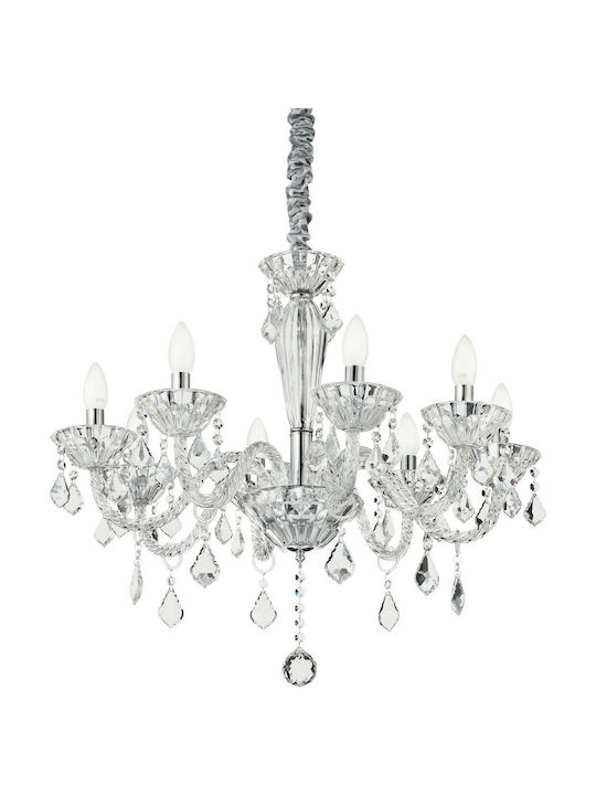 Ideal Lux Candelabru 8xE14 Ø70cm cu Lumânări Transparent 034720