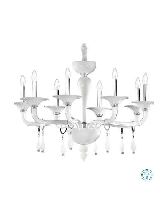 Ideal Lux Chandelier Candlestick 8xE14 White 95cm 068190