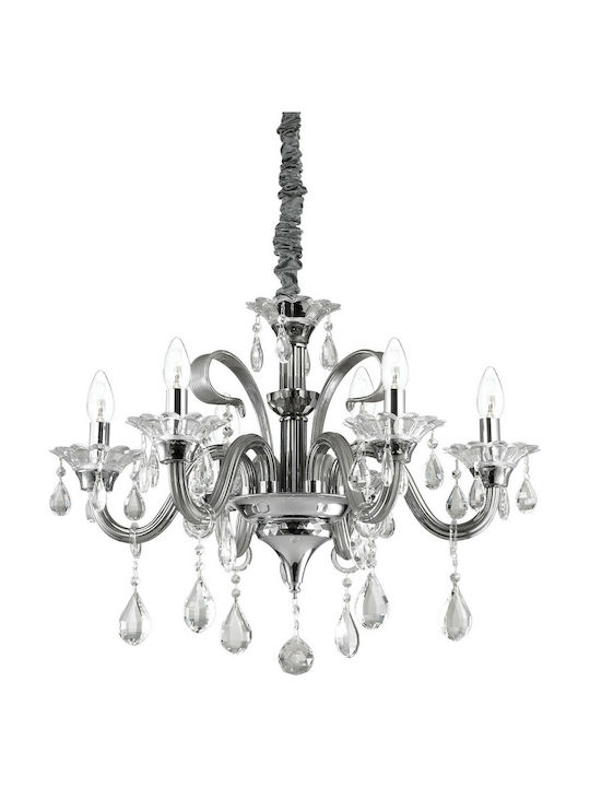 Ideal Lux Candelabru 6xE14 Ø66cm cu Lumânări Transparent 081502