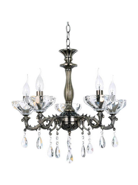 Aca Candelabru 5xE14 Ø54cm cu Lumânări Argint TNK854535P