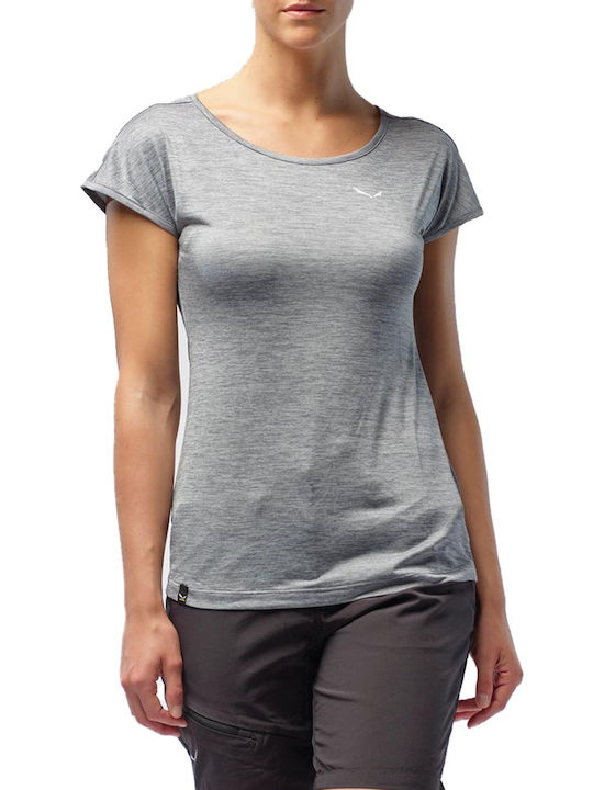 Salewa Puez Melange Dry S/S Tee Women's Athletic T-shirt Fast Drying Gray