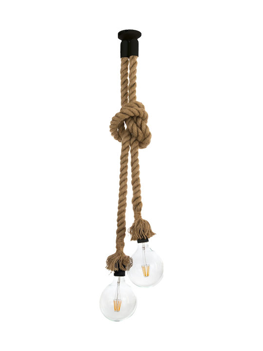 Inlight 4381-2 Pendant Lamp with Rope 2xE27 Black