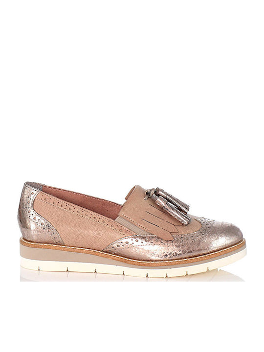 Women's Leather Oxford Shoes Beige