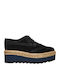Women's Leather Flatform Oxfords Black