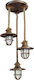 Heronia LP-700 Pendel Rope 3/L Hängende Deckenleuchte Dreilicht mit Seil für Fassung E27 Bronze