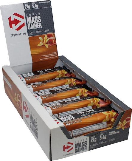 Dymatize Super Mass Gainer Bars with 27gr Protein & Flavor Vanilla Caramel Fudge 10x90gr
