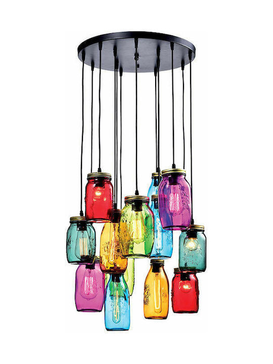 Elmark Jars Pendant Chandelier for 13 Bulbs E27 Multicolour