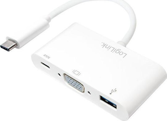 LogiLink Μετατροπέας USB-C male σε USB-A / USB-C / VGA female Λευκό 1τμχ UA0260
