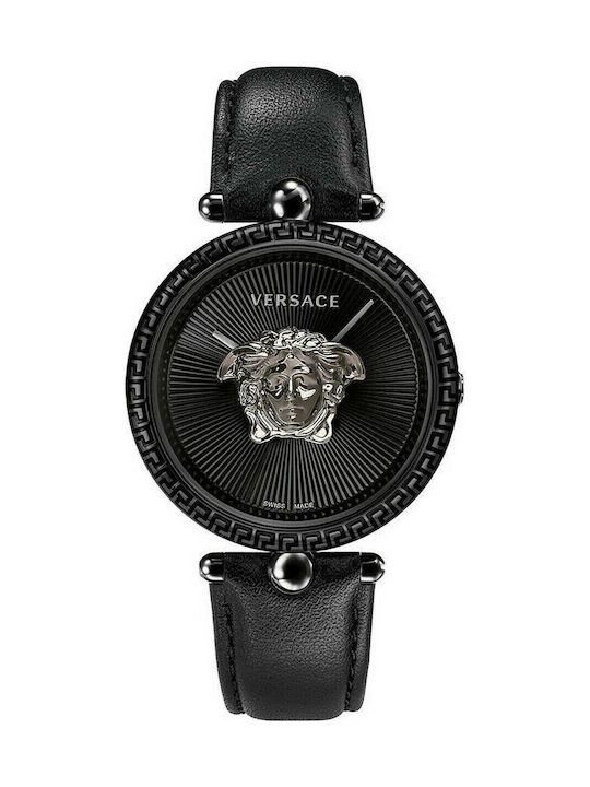 Versace Pallazo Damen Uhr mit Schwarz Lederarmband