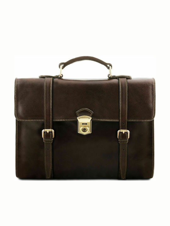 Viareggio Leder Herrentasche Geldbörse Dark Brown