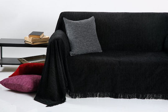 Anna Riska 1300 Three-Seater Sofa Throw Chenille 180x280cm Black