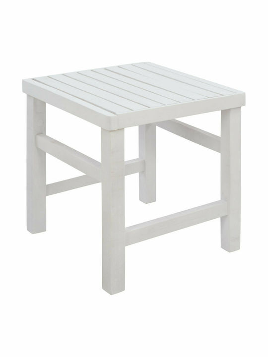 Wooden Garden Stool Outdoor Koli White 40x40x45cm