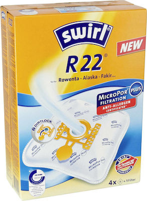 Swirl R22 Vacuum Cleaner Bags 4pcs Compatible with Rowenta Vacuum Cleaners