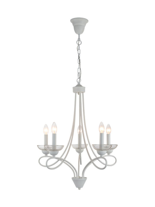 Elmark Ashley Chandelier Candlestick 5xE14 White 955ASHLEY5