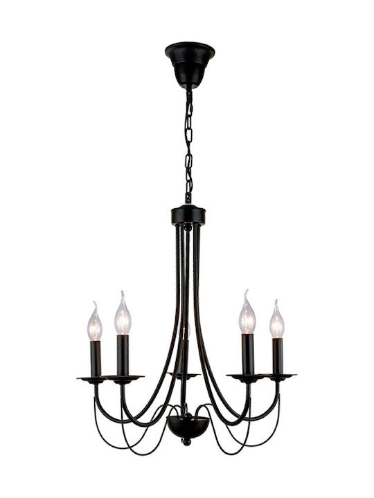 Elmark Angela Chandelier Candlestick 5xE14 Black 955ANGELA5