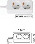 VK Lighting GSN02 Power Strip 2 Positions with Cable 1.5m