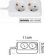 VK Lighting Πολύπριζο 2 Θέσεων με Καλώδιο 1.5m