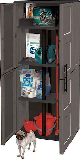Doppelflügeliger Außenschrank zur Aufbewahrung aus Polypropylen mit Trennwand & 3 Regale 68x37x163cm