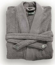 19V69 Elegante Bagno Men's Collar Bathrobe Grigio