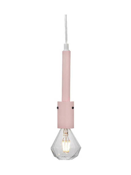 Aca Μοντέρνο Κρεμαστό Φωτιστικό Ανάρτηση με Ντουί E27 σε Ροζ Χρώμα