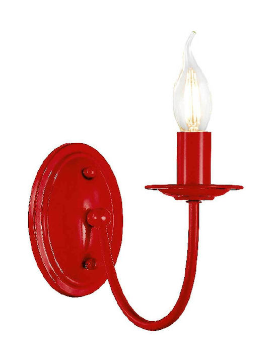 Aca Classic Wall Lamp with Socket E14 Red Width 11cm