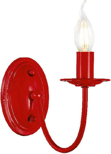 Aca Dunet Clasic Lumină de Perete cu Soclu E14 Roșu 11x20x15.5cm