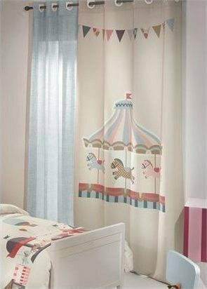 Saint Clair Παιδική Κουρτίνα Carousel με Τρουκς Μπεζ 160x250εκ.