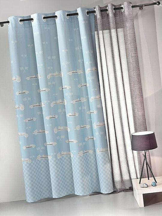 Saint Clair Kids Grommet Top Curtain Race Light Blue 6-9945 160x250cm