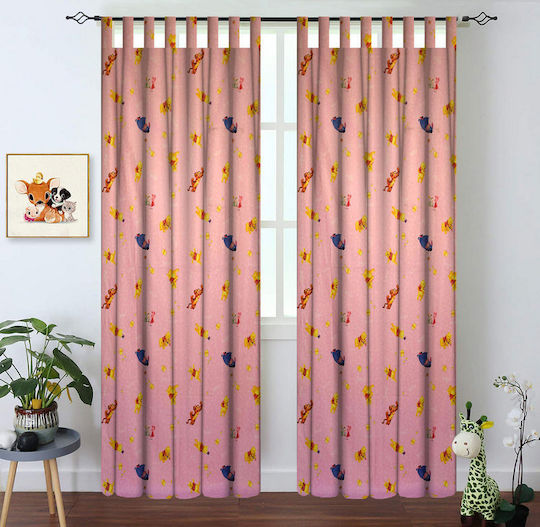 Disney Παιδική Κουρτίνα Sweet Cord 33 με Τιράντες Ροζ 140x290εκ.