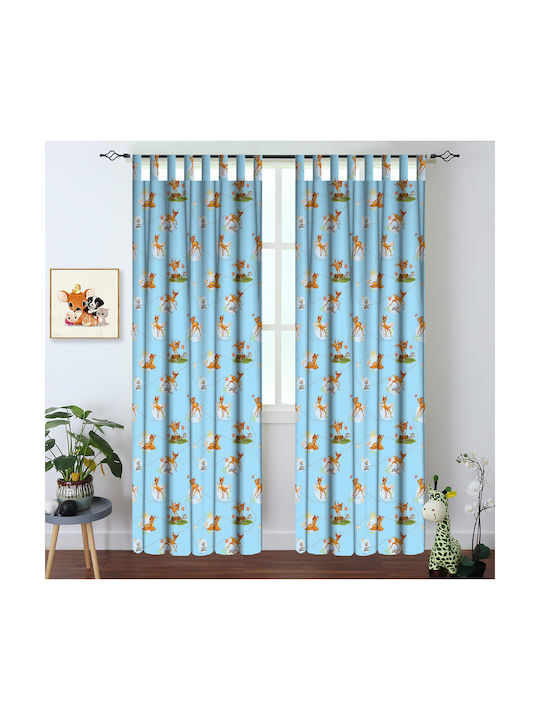 Disney Παιδική Κουρτίνα Bambi με Τιράντες Μπλε 140x290εκ.