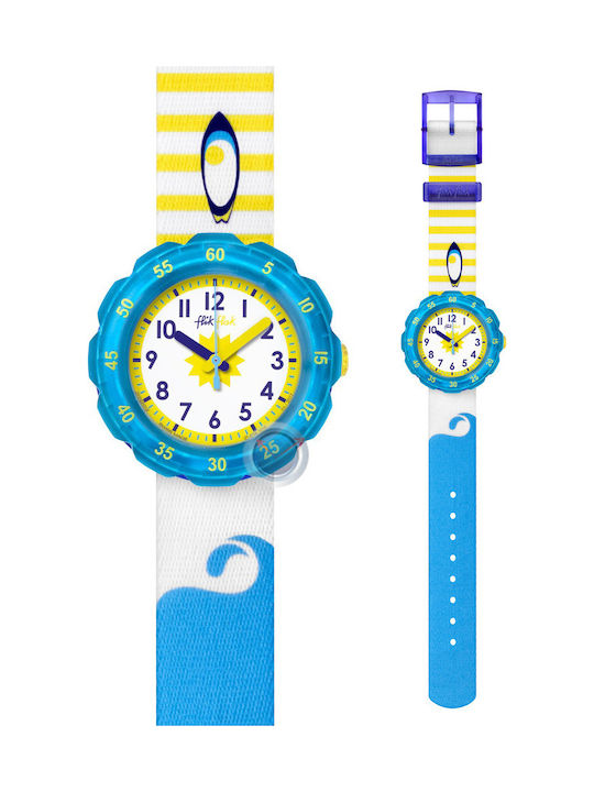 FlikFlak Kids Analog Watch Wave's Slide with Fabric Strap Multicolour