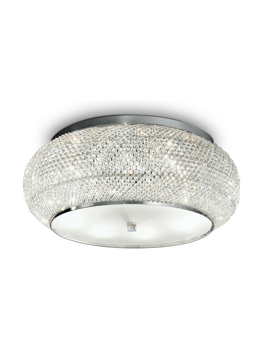 Ideal Lux Pasha PL10 Vintage Ceiling Light with Socket E14 with Crystals 55pcs Silver