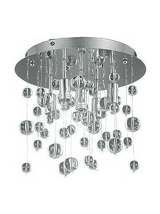 Ideal Lux Neve PL5 Modern Ceiling Mount Light with Socket G9 with Crystals in Silver color