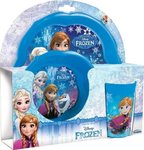 Feeding Set Frozen made of Plastic Blue 3pcs