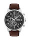Boss Navigator Herrenuhr 44mm Chronograph Batterie mit Braun Lederarmband