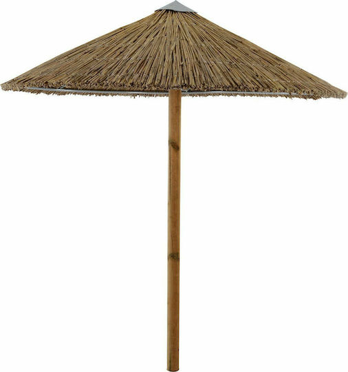 Professioneller Rundschreiben Garten- und Terrassen-Sonnenschirm Geflecht Holz Braun F2.2xH3m