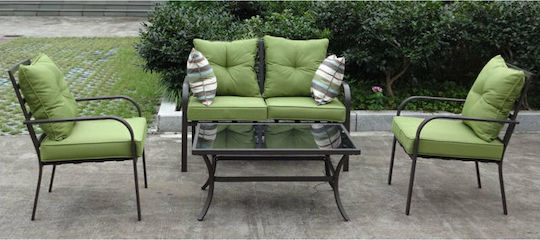 Outdoor Living Room Set Spring 4 Pieces Dark Brown with Pillows
