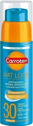 Carroten Mat Look Suncare Face Cream All Skin Types Αδιάβροχη Αντηλιακή Κρέμα Σώματος SPF30 50ml