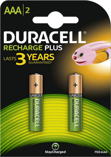 Duracell Recharge Plus Επαναφορτιζόμενες Μπαταρίες AAA Ni-MH 750mAh 1.2V 2τμχ