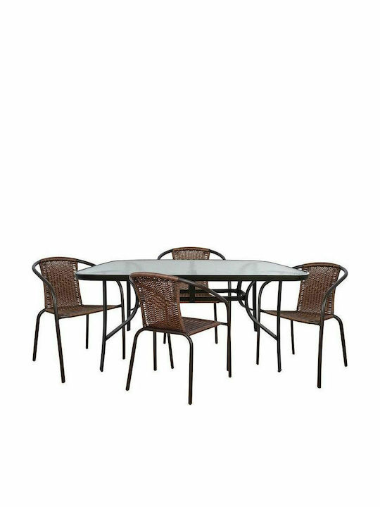 Garten- und Outdoor-Möbelsets Typsatz Speisesaal 5 Stück mit Kissen Braun