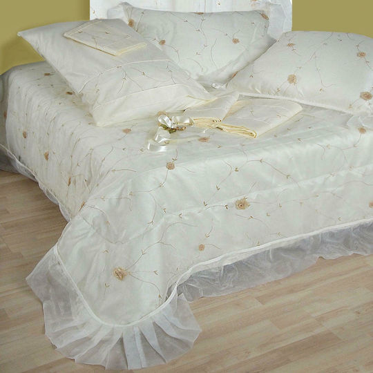 Viopros Bridal Sheets Set Super King 4 Pieces Ecru 240x260cm