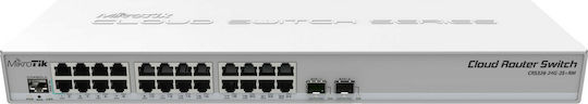 MikroTik CRS326-24G-2S+RM Managed L2 Switch with 24 Gigabit (1Gbps) Ethernet Ports and 2 SFP Ports