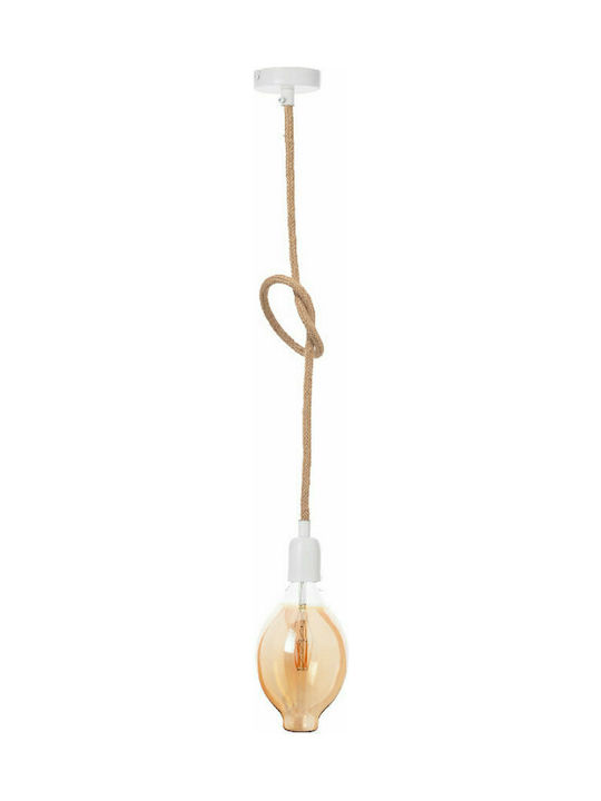 Aca Pendant Light Suspension with Rope for Socket E27 Brown