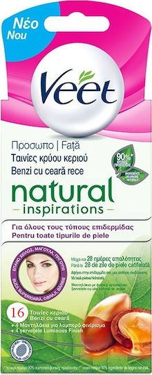 Veet Natural Inspirations Wax Strips for Face Agran Oil 16pcs