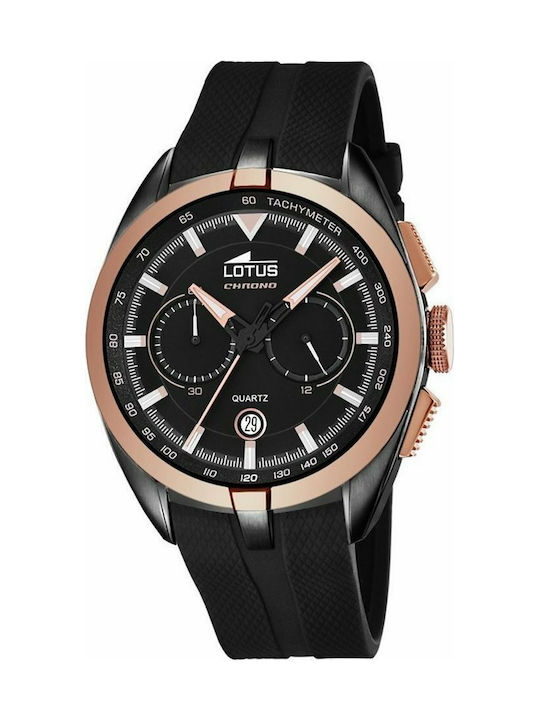 Lotus Watches Uhr Chronograph Batterie mit Schwarz Kautschukarmband 18192/1