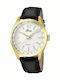 Lotus Watches Ceas Barbati 43mm cu Baterie cu Curea din Piele Neagră