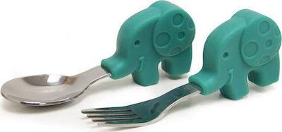 Marcus & Marcus Baby Set mit Gabel Ελεφαντάκι aus Metall für 18+ Monate Turquoise 2Stück