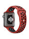 Armband Silikon mit Pin Black/Red (Apple Watch 44/45/46mm/Ultra 49mm) WA1231RB