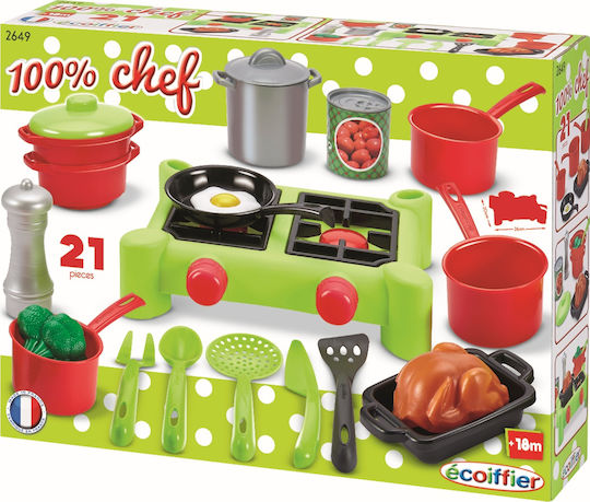 Ecoiffier Kids Kitchen Kitchen Set With Accessories for 1.5+ Years Old 21pcs