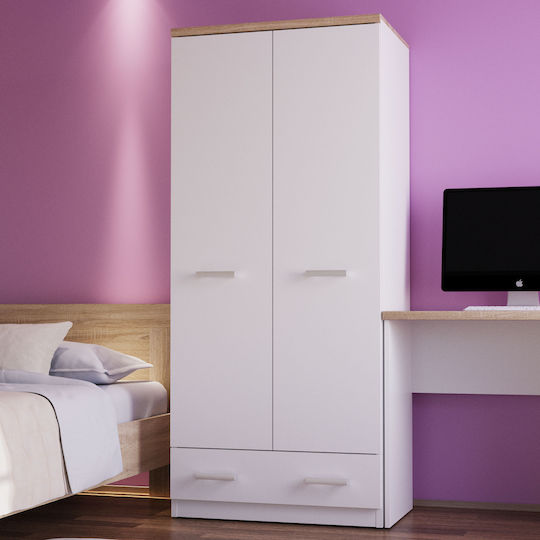 Doppeltür Kleiderschrank Top Mix Weiß 80x57x183cm